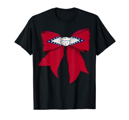 Kokettenschleifenband mit der Flagge des Bundesstaates Arkansas für Mädchen T-Shirt von Womens Coquette Bow Arkansas Heritage Flag Gifts