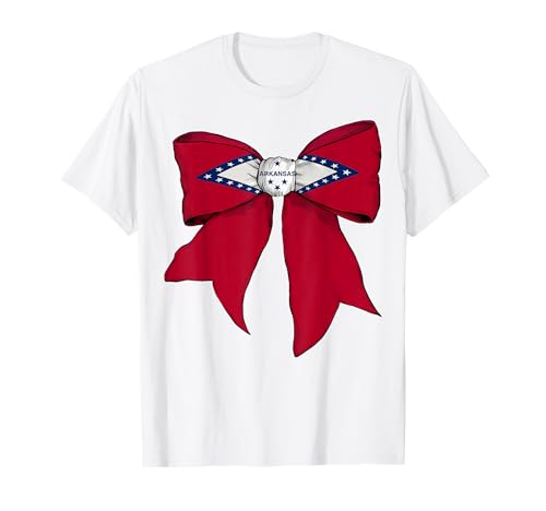 Kokettenschleifenband mit der Flagge des Bundesstaates Arkansas für Mädchen T-Shirt von Womens Coquette Bow Arkansas Heritage Flag Gifts