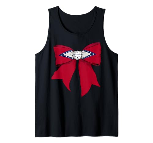 Kokettenschleifenband mit der Flagge des Bundesstaates Arkansas für Mädchen Tank Top von Womens Coquette Bow Arkansas Heritage Flag Gifts