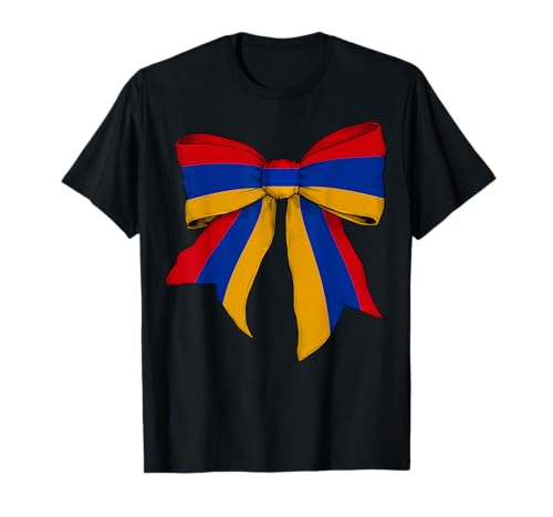 Armenien Armenische Flagge Mädchen Kokette Schleife Band T-Shirt Armenien Armenische Flagge Mädchen Kokette Schleife Band T-Shirt von Womens Coquette Bow Armenia Heritage Flag Gifts