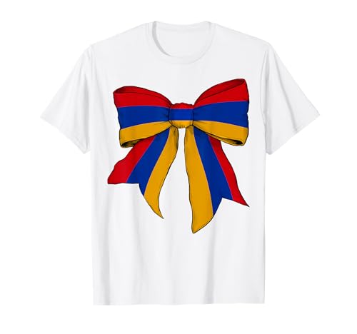 Armenien Armenische Flagge Mädchen Kokette Schleife Band T-Shirt Armenien Armenische Flagge Mädchen Kokette Schleife Band T-Shirt von Womens Coquette Bow Armenia Heritage Flag Gifts