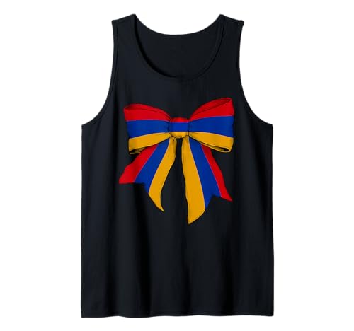 Armenien Armenische Flagge Mädchen Kokette Schleife Band Tank Top Armenien Armenische Flagge Mädchen Kokette Schleife Band Tank Top von Womens Coquette Bow Armenia Heritage Flag Gifts