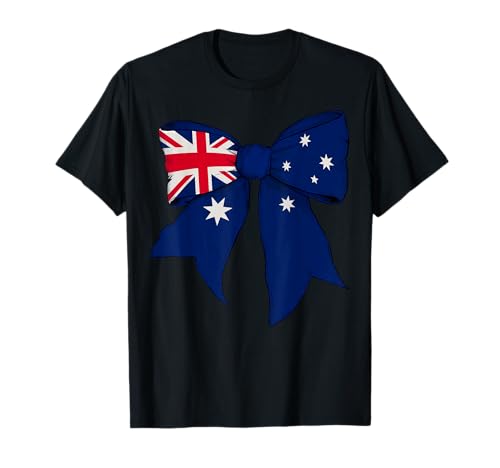 Australien Australien Pride Flag Girl Coquette Bow Ribbon T-Shirt von Womens Coquette Bow Australia Heritage Flag Gifts