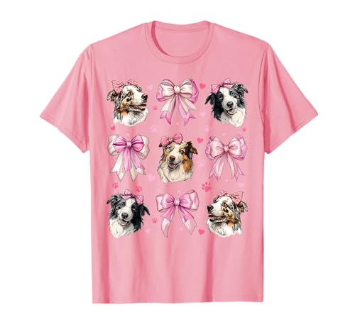 Australian Shepherd Coquette Bow für Mama und Mädchen, Rosa T-Shirt von Womens Coquette Bow Australian Shepherd Dog Gifts