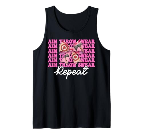 Axt Werfen Axt Werfer Mädchen Mama Ziel Werfen Schwören Wiederholen Tank Top von Womens Coquette Bow Axe Throwing Axe Thrower Gifts