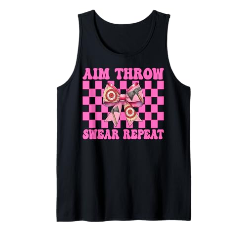 Axt Werfen Axt Werfer Mädchen Mama Ziel Werfen Schwören Wiederholen Tank Top von Womens Coquette Bow Axe Throwing Axe Thrower Gifts