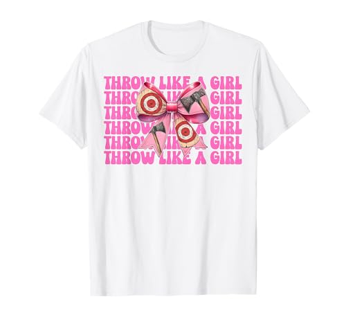 Werfen Sie wie ein Mädchen Axt Werfen Axt Werfer Mutter Muttertag T-Shirt von Womens Coquette Bow Axe Throwing Axe Thrower Gifts