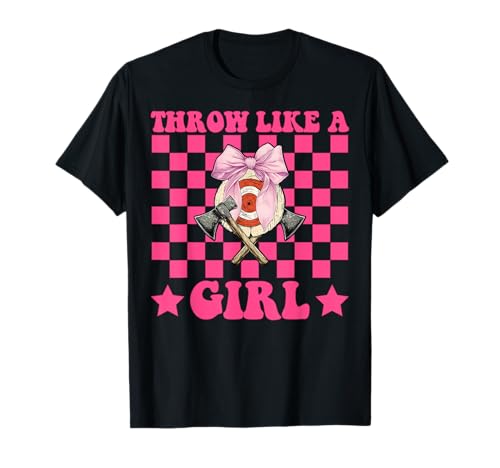 Werfen Sie wie ein Mädchen Axt Werfen Axt Werfer Mutter Muttertag T-Shirt von Womens Coquette Bow Axe Throwing Axe Thrower Gifts