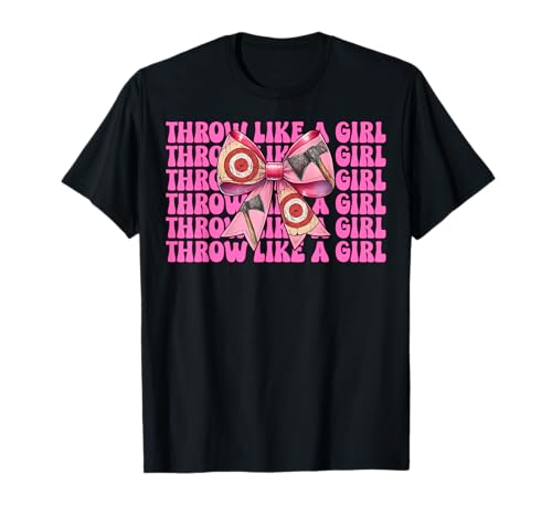 Werfen Sie wie ein Mädchen Axt Werfen Axt Werfer Mutter Muttertag T-Shirt von Womens Coquette Bow Axe Throwing Axe Thrower Gifts