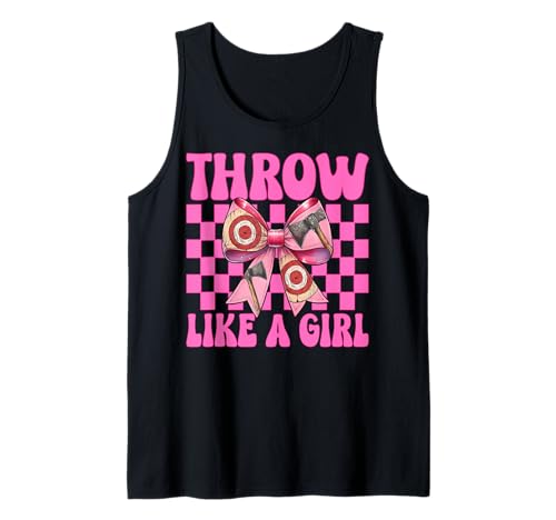 Werfen Sie wie ein Mädchen Axt Werfen Axt Werfer Mutter Muttertag Tank Top von Womens Coquette Bow Axe Throwing Axe Thrower Gifts