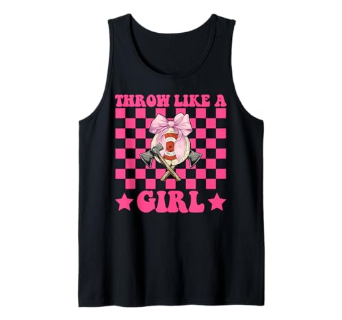 Werfen Sie wie ein Mädchen Axt Werfen Axt Werfer Mutter Muttertag Tank Top von Womens Coquette Bow Axe Throwing Axe Thrower Gifts
