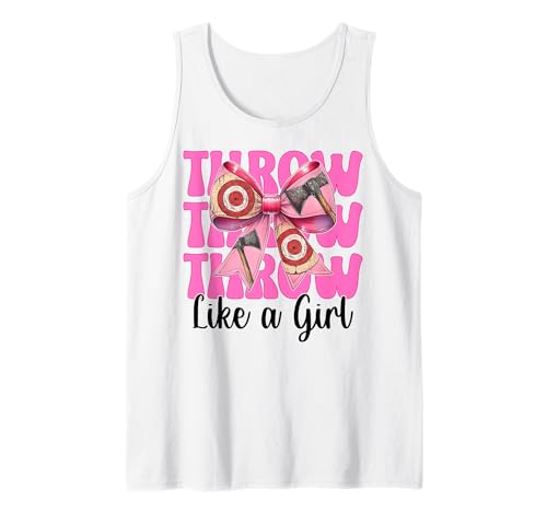 Werfen Sie wie ein Mädchen Axt Werfen Axt Werfer Mutter Muttertag Tank Top von Womens Coquette Bow Axe Throwing Axe Thrower Gifts
