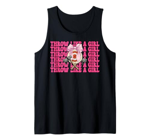 Werfen Sie wie ein Mädchen Axt Werfen Axt Werfer Mutter Muttertag Tank Top von Womens Coquette Bow Axe Throwing Axe Thrower Gifts