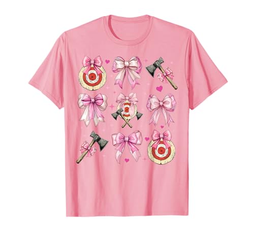 Axt Werfen Axt Werfer Ziel Mädchen Kokette Bogen Rosa Mama T-Shirt von Womens Coquette Bow Axe Throwing Thrower Gifts