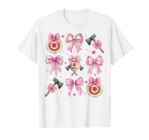 Axt Werfen Axt Werfer Ziel Mädchen Kokette Bogen Rosa Mama T-Shirt von Womens Coquette Bow Axe Throwing Thrower Gifts