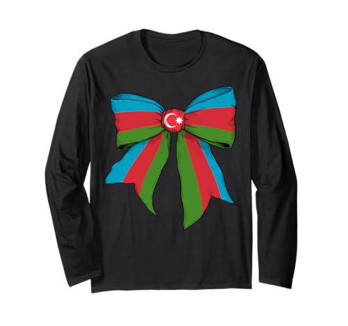 Aserbaidschanische Aserbaidschanische Stolzflagge Mädchen Kokette Schleife Band Langarmshirt Aserbaidschanische Aserbaidschanische Stolzflagge Mädchen Kokette Schleife Band Langarmshirt von Womens Coquette Bow Azerbaijan Heritage Flag Gifts