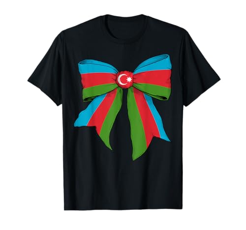 Aserbaidschanische Aserbaidschanische Stolzflagge Mädchen Kokette Schleife Band T-Shirt Aserbaidschanische Aserbaidschanische Stolzflagge Mädchen Kokette Schleife Band T-Shirt von Womens Coquette Bow Azerbaijan Heritage Flag Gifts