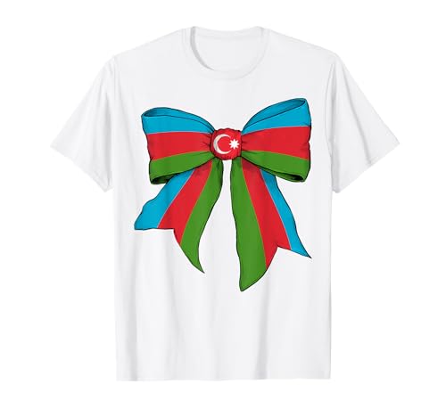 Aserbaidschanische Aserbaidschanische Stolzflagge Mädchen Kokette Schleife Band T-Shirt Aserbaidschanische Aserbaidschanische Stolzflagge Mädchen Kokette Schleife Band T-Shirt von Womens Coquette Bow Azerbaijan Heritage Flag Gifts
