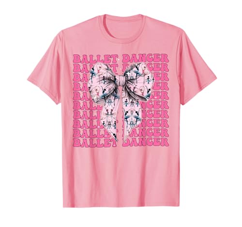 Balletttänzerin Tanzende Ballerina Mädchen Kokette Schleife Rosa T-Shirt von Womens Coquette Bow Ballet Dancer Dancing Gifts