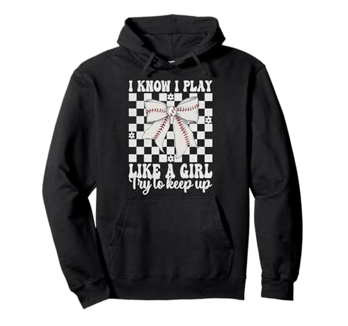 Baseball Girl Mama Ich weiß, ich spiele wie ein Mädchen Versuche mitzuhalten Pullover Hoodie Baseball Girl Mama Ich weiß, ich spiele wie ein Mädchen Versuche mitzuhalten Pullover Hoodie von Womens Coquette Bow Baseball Player Gifts