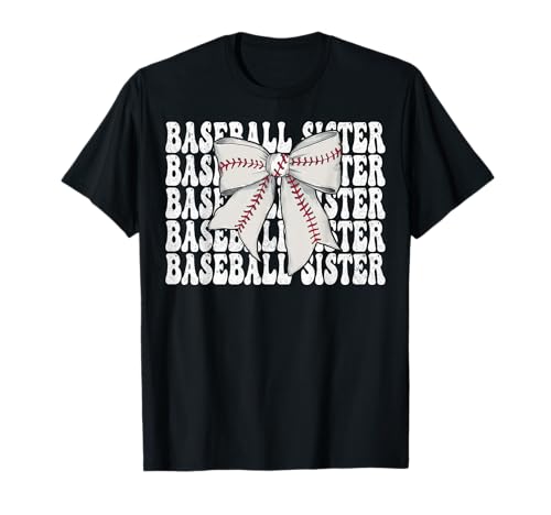 Baseball-Schwester Baseball-Mädchen Coquette Bow T-Shirt Baseball-Schwester Baseball-Mädchen Coquette Bow T-Shirt von Womens Coquette Bow Baseball Player Gifts