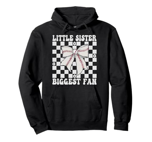 Baseball-Schwester Baseball-Mädchen Kleine Schwester größter Fan Pullover Hoodie Baseball-Schwester Baseball-Mädchen Kleine Schwester größter Fan Pullover Hoodie von Womens Coquette Bow Baseball Player Gifts