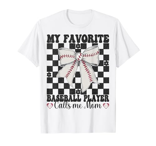 Mein Lieblings-Baseballspieler nennt mich Mama Muttertag T-Shirt Mein Lieblings-Baseballspieler nennt mich Mama Muttertag T-Shirt von Womens Coquette Bow Baseball Player Gifts