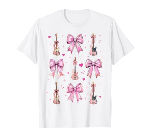 Bassspieler Instrument Gitarristin Gitarre Mädchen Kokette Bogen T-Shirt Bassspieler Instrument Gitarristin Gitarre Mädchen Kokette Bogen T-Shirt von Womens Coquette Bow Bass Player Instrument Gifts