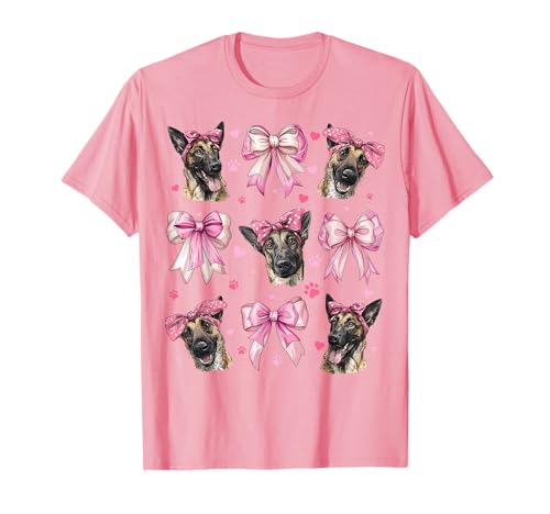 Belgischer Malinois Hund Mama Mädchen Kokette Schleife Rosa T-Shirt Belgischer Malinois Hund Mama Mädchen Kokette Schleife Rosa T-Shirt von Womens Coquette Bow Belgian Malinois Dog Gifts