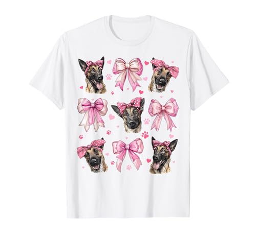 Belgischer Malinois Hund Mama Mädchen Kokette Schleife Rosa T-Shirt Belgischer Malinois Hund Mama Mädchen Kokette Schleife Rosa T-Shirt von Womens Coquette Bow Belgian Malinois Dog Gifts