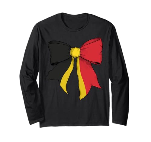 Belgien Belgien Pride Flag Girl Coquette Bow Ribbon Langarmshirt Belgien Belgien Pride Flag Girl Coquette Bow Ribbon Langarmshirt von Womens Coquette Bow Belgium Heritage Flag Gifts