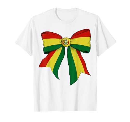 Bolivien Bolivian Pride Flag Girl Coquette Bow Ribbon T-Shirt Bolivien Bolivian Pride Flag Girl Coquette Bow Ribbon T-Shirt von Womens Coquette Bow Bolivia Heritage Flag Gifts