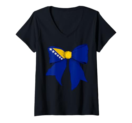 Damen Bosnien und Herzegowina Bosnien und Herzegowina Stolz Flagge T-Shirt mit V-Ausschnitt Damen Bosnien und Herzegowina Bosnien und Herzegowina Stolz Flagge T-Shirt mit V-Ausschnitt von Womens Coquette Bow Bosnia And Herzegovina Gifts