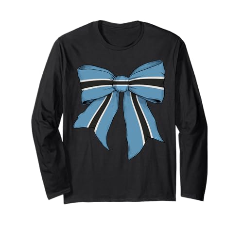 Botswana Botswana Pride Flag Coquette Schleifenband für Mädchen Langarmshirt von Womens Coquette Bow Botswana Heritage Flag Gifts