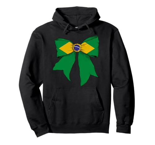 Brasilien Brasilien Pride Flagge Mädchen Kokette Schleife Band Pullover Hoodie von Womens Coquette Bow Brazil Heritage Flag Gifts