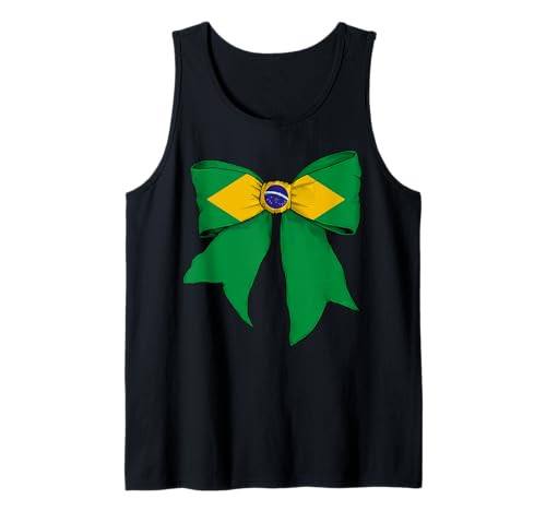 Brasilien Brasilien Pride Flagge Mädchen Kokette Schleife Band Tank Top Brasilien Brasilien Pride Flagge Mädchen Kokette Schleife Band Tank Top von Womens Coquette Bow Brazil Heritage Flag Gifts