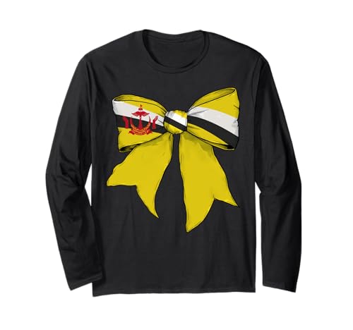 Kokettenschleifenband mit Flagge von Brunei Brunei, für Mädchen Langarmshirt von Womens Coquette Bow Brunei Heritage Flag Gifts
