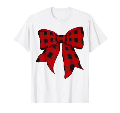 Buffalo Schottenkaro rot schwarz kariert Mädchen Kokette Schleife T-Shirt von Womens Coquette Bow Buffalo Tartan Plaid Gifts