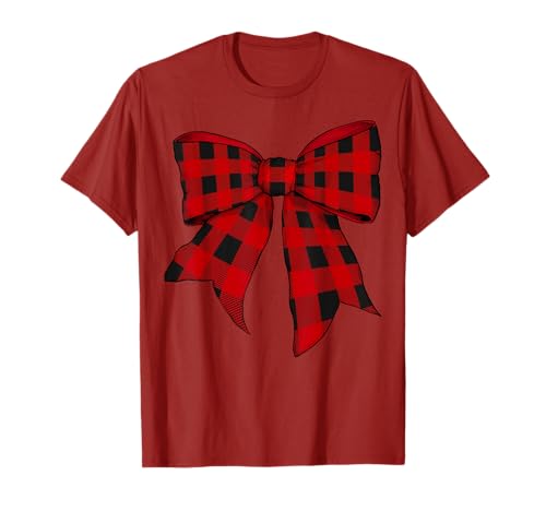 Buffalo Schottenkaro rot schwarz kariert Mädchen Kokette Schleife T-Shirt von Womens Coquette Bow Buffalo Tartan Plaid Gifts