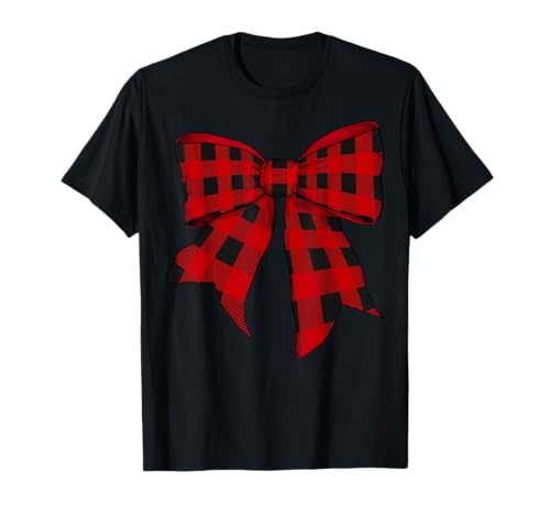 Buffalo Schottenkaro rot schwarz kariert Mädchen Kokette Schleife T-Shirt von Womens Coquette Bow Buffalo Tartan Plaid Gifts