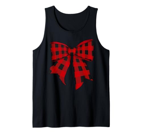 Buffalo Schottenkaro rot schwarz kariert Mädchen Kokette Schleife Tank Top von Womens Coquette Bow Buffalo Tartan Plaid Gifts