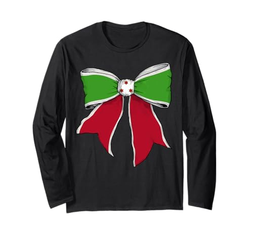 Burundi Burkinabé Pride Flag Coquette Schleifenband für Mädchen Langarmshirt von Womens Coquette Bow Burundi Heritage Flag Gifts