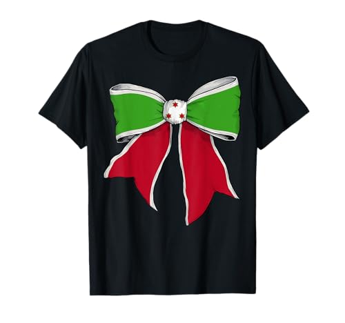 Burundi Burkinabé Pride Flag Coquette Schleifenband für Mädchen T-Shirt von Womens Coquette Bow Burundi Heritage Flag Gifts