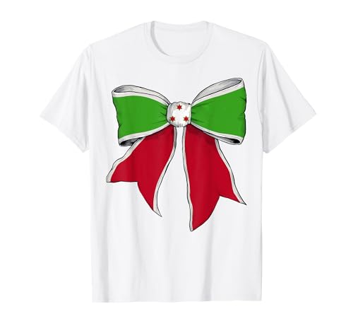 Burundi Burkinabé Pride Flag Coquette Schleifenband für Mädchen T-Shirt von Womens Coquette Bow Burundi Heritage Flag Gifts