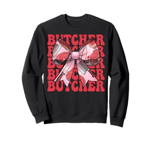 Fleischbeil Metzger Mädchen Mama Kokette Schleife Sweatshirt von Womens Coquette Bow Butcher Meat Cleaver Gifts