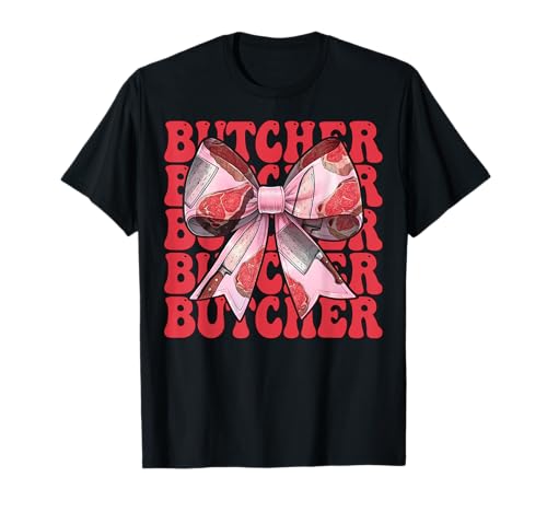 Fleischbeil Metzger Mädchen Mama Kokette Schleife T-Shirt Fleischbeil Metzger Mädchen Mama Kokette Schleife T-Shirt von Womens Coquette Bow Butcher Meat Cleaver Gifts