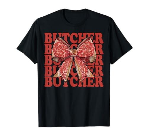 Fleischbeil Metzger Mädchen Mama Kokette Schleife T-Shirt Fleischbeil Metzger Mädchen Mama Kokette Schleife T-Shirt von Womens Coquette Bow Butcher Meat Cleaver Gifts