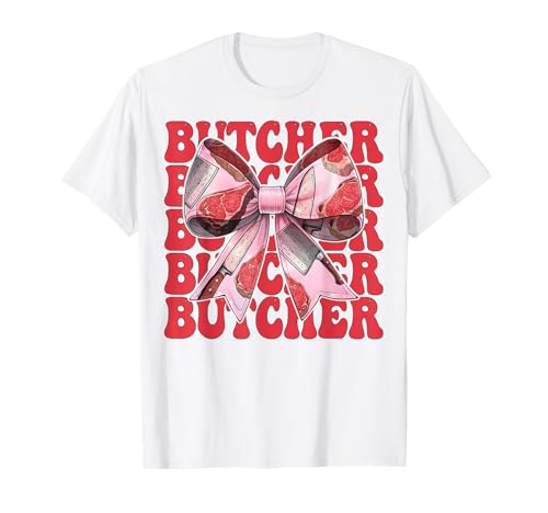 Fleischbeil Metzger Mädchen Mama Kokette Schleife T-Shirt von Womens Coquette Bow Butcher Meat Cleaver Gifts