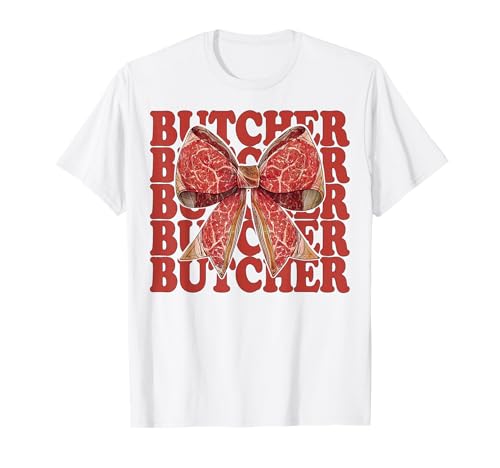 Fleischbeil Metzger Mädchen Mama Kokette Schleife T-Shirt Fleischbeil Metzger Mädchen Mama Kokette Schleife T-Shirt von Womens Coquette Bow Butcher Meat Cleaver Gifts