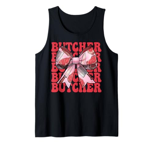 Fleischbeil Metzger Mädchen Mama Kokette Schleife Tank Top von Womens Coquette Bow Butcher Meat Cleaver Gifts